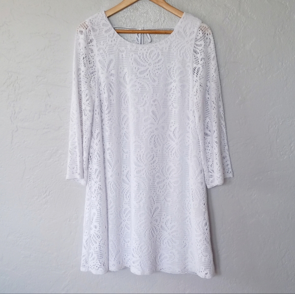 Lilly Pulitzer Foley Dress Resort White Whirlpool Knit Lace A-Line Swing Dress L - Picture 9 of 12